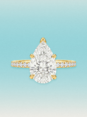 Pear Cut Solitaire Hidden Halo Lab Grown Diamond Engagement Ring