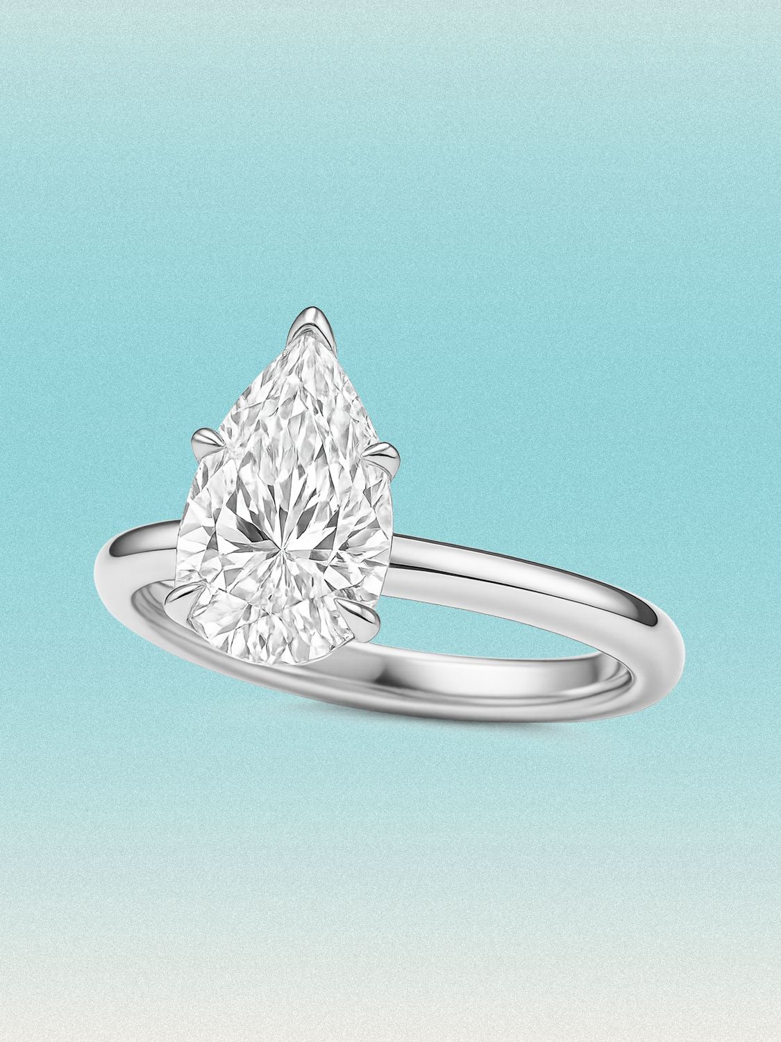 Pear Cut Solitaire Lab Grown Diamond Engagement Ring