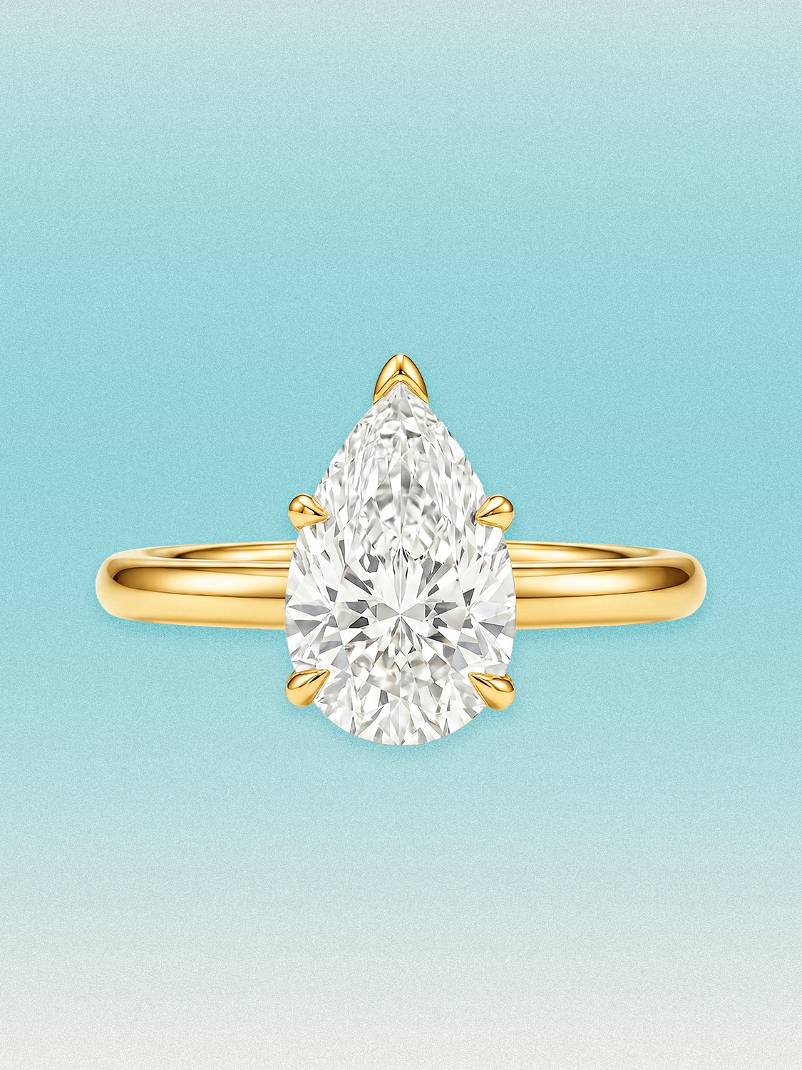 Pear Cut Solitaire Lab Grown Diamond Engagement Ring