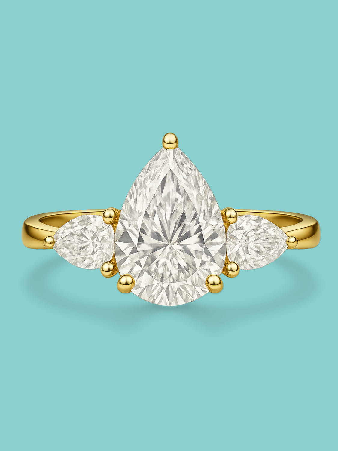 Pear Cut Three-Stone Lab Diamond Engagement Ring