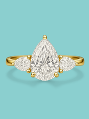 Pear Cut Three-Stone Lab Diamond Engagement Ring