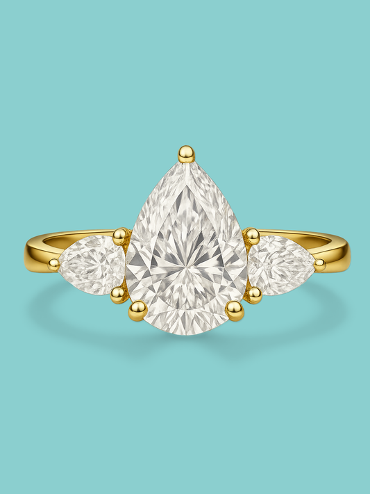 Pear Cut Three-Stone Engagement Ring