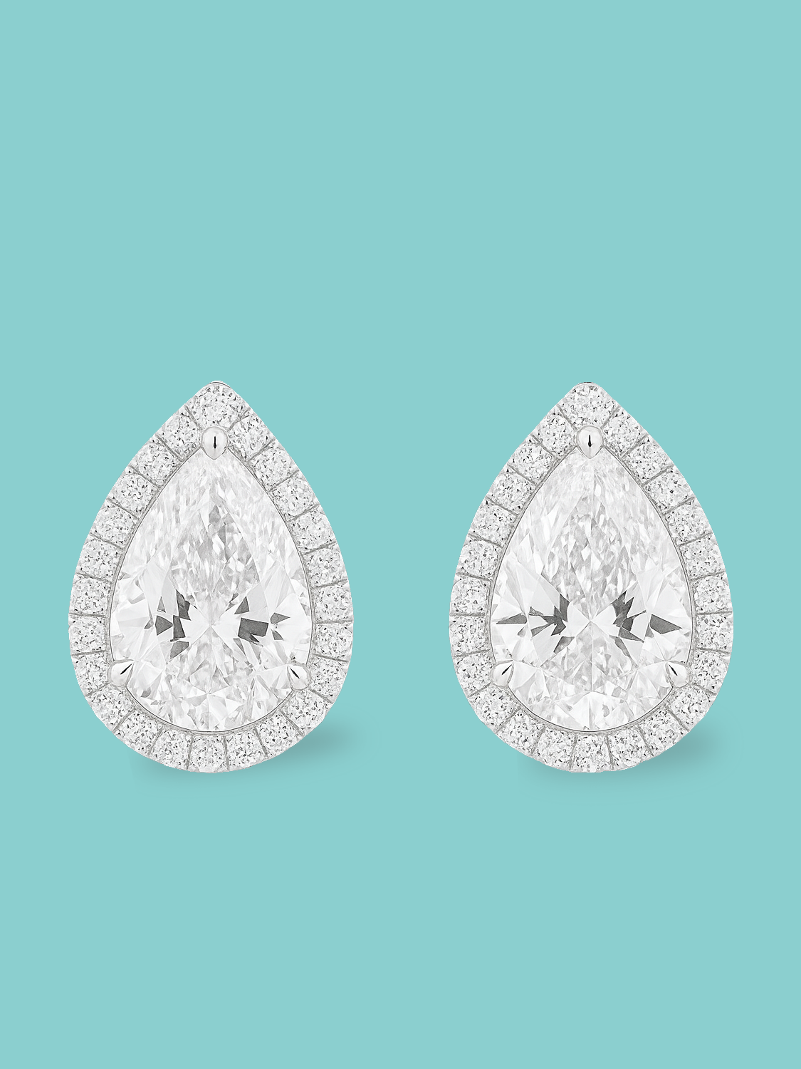 Pear Cut Lab Diamond Halo Pavé Stud Earrings