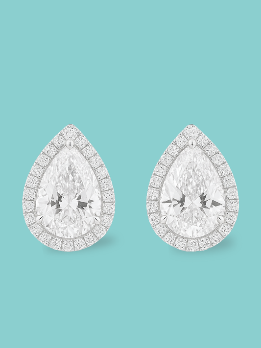 Pear Halo Pavé Studs