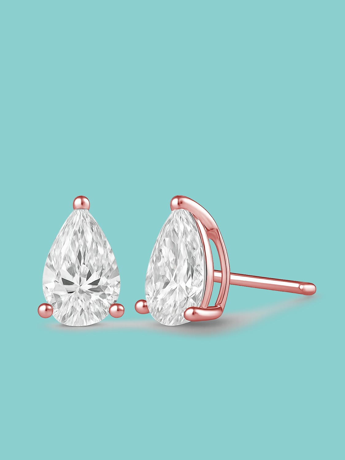 Pear Cut Lab Diamond Stud Earrings