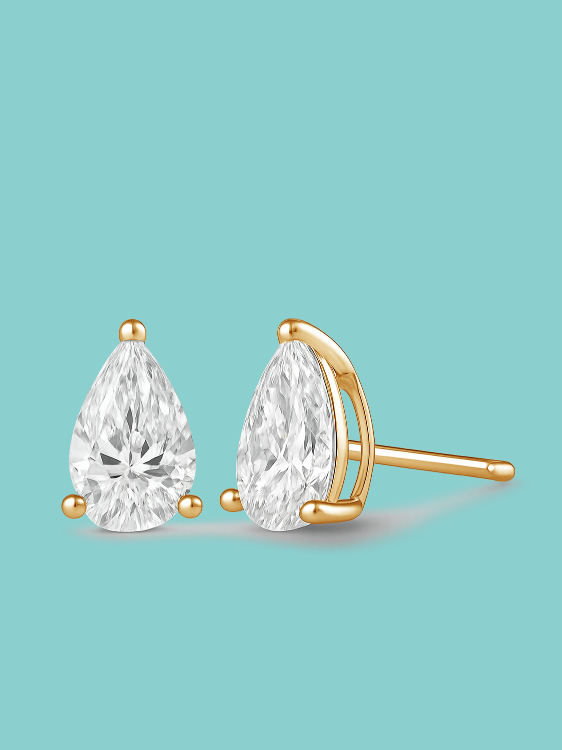 Pear Cut Lab Diamond Stud Earrings