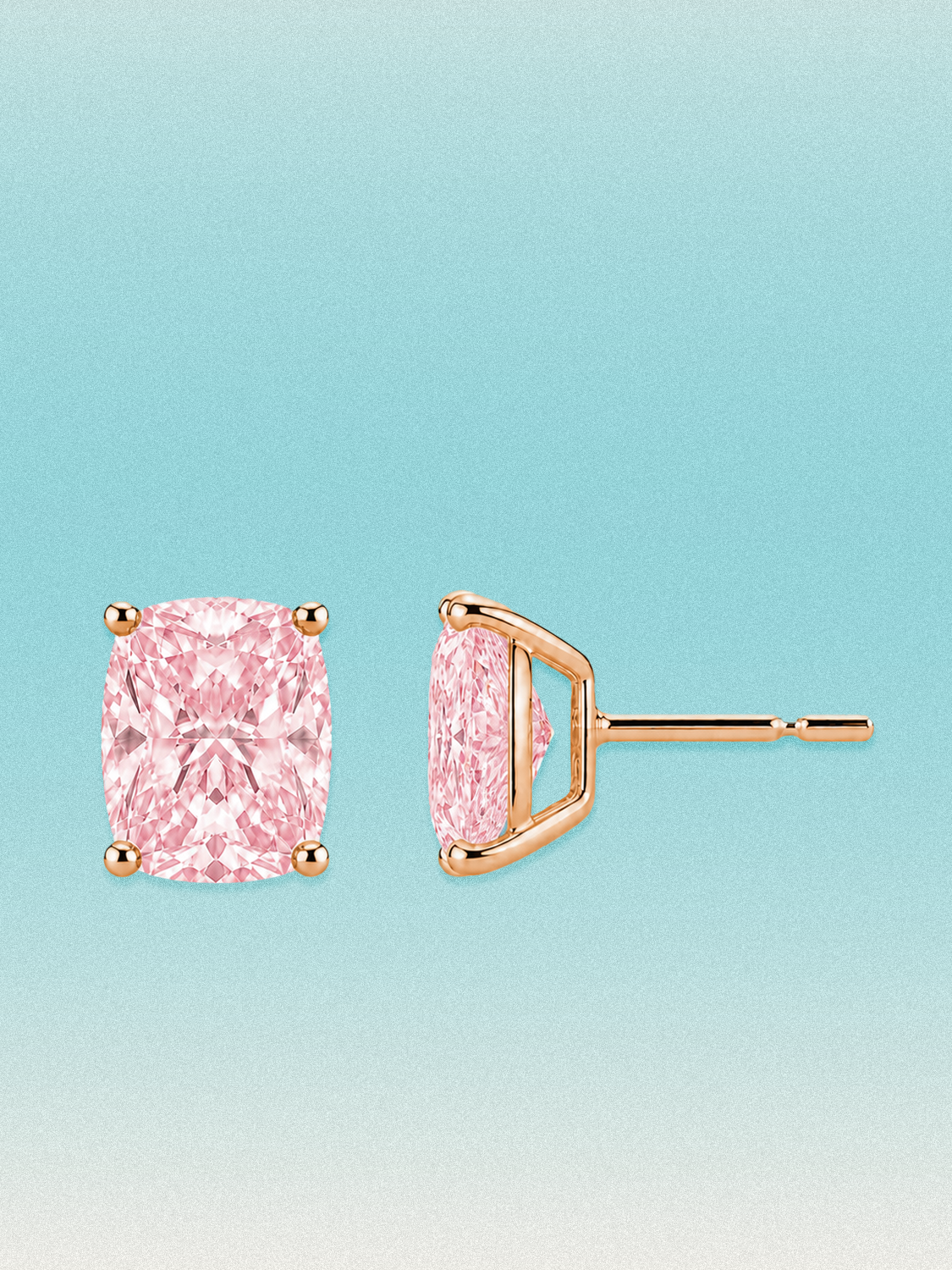 Fancy Pink Cushion Cut Lab Grown Diamond Stud Earrings