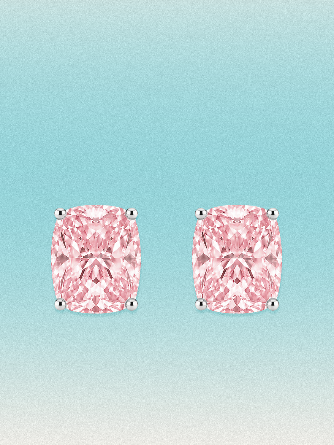 Fancy Pink Cushion Cut Lab Grown Diamond Stud Earrings