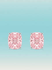 Fancy Pink Cushion Cut Lab Grown Diamond Stud Earrings