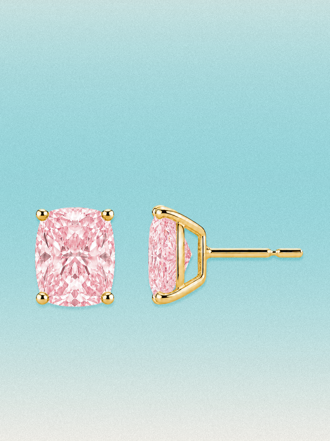 Fancy Pink Cushion Cut Lab Grown Diamond Stud Earrings