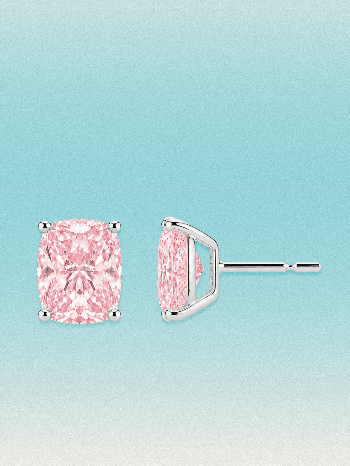 Fancy Pink Cushion Cut Lab Grown Diamond Stud Earrings
