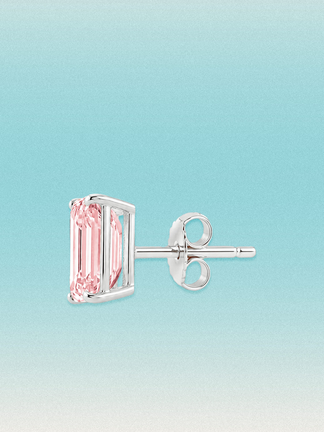 Fancy Pink Emerald Cut Lab Grown Diamond Stud Earrings