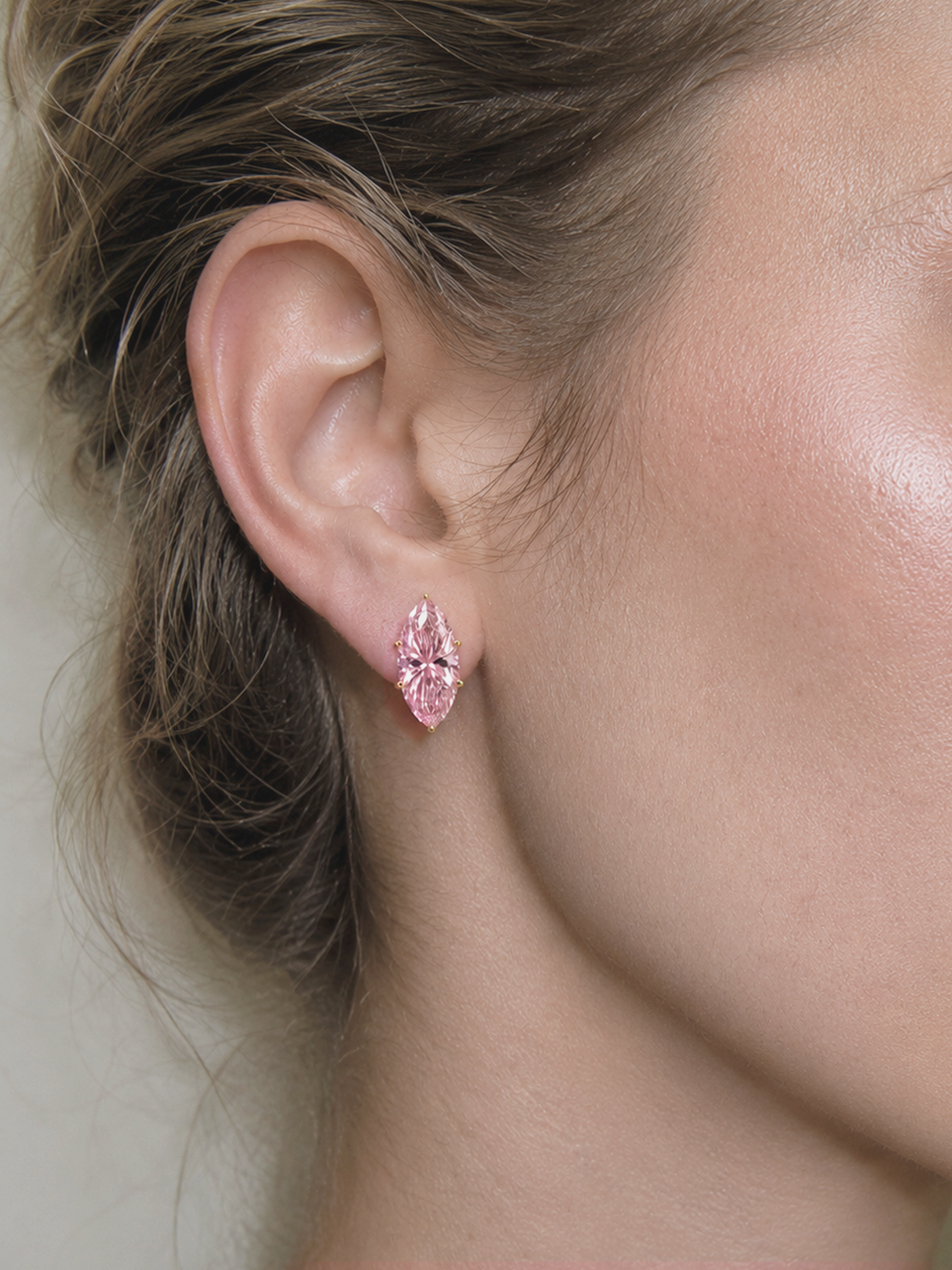 Fancy Pink Marquise Cut Lab Grown Diamond Stud Earrings