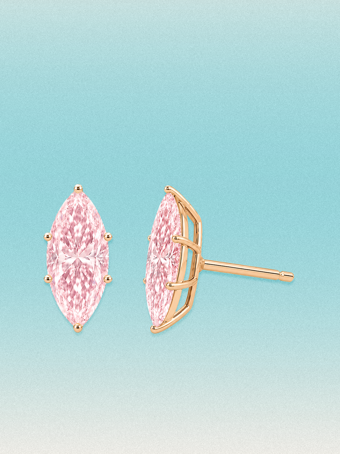 Fancy Pink Marquise Cut Lab Grown Diamond Stud Earrings