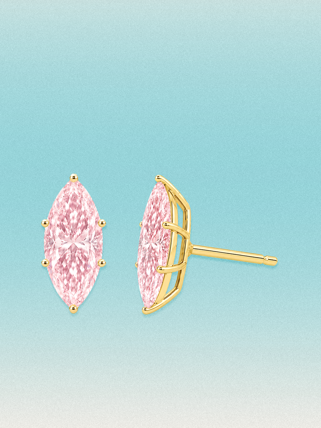 Fancy Pink Marquise Cut Lab Grown Diamond Stud Earrings