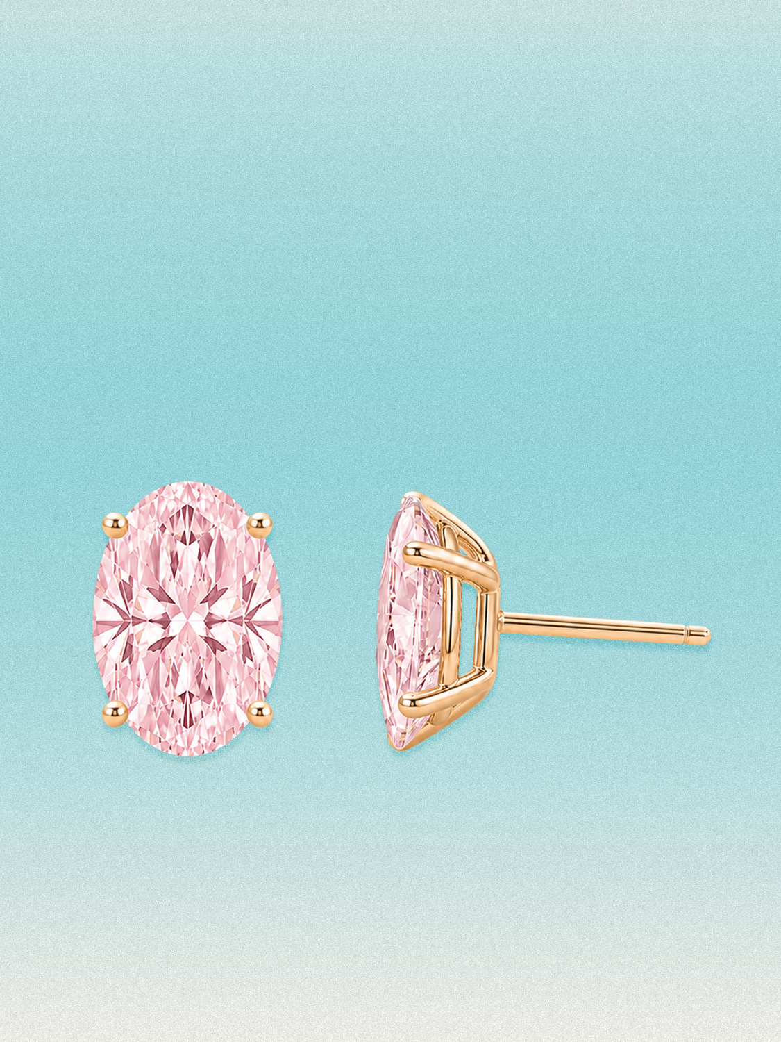 Fancy Pink Oval Cut Lab Grown Diamond Stud Earrings