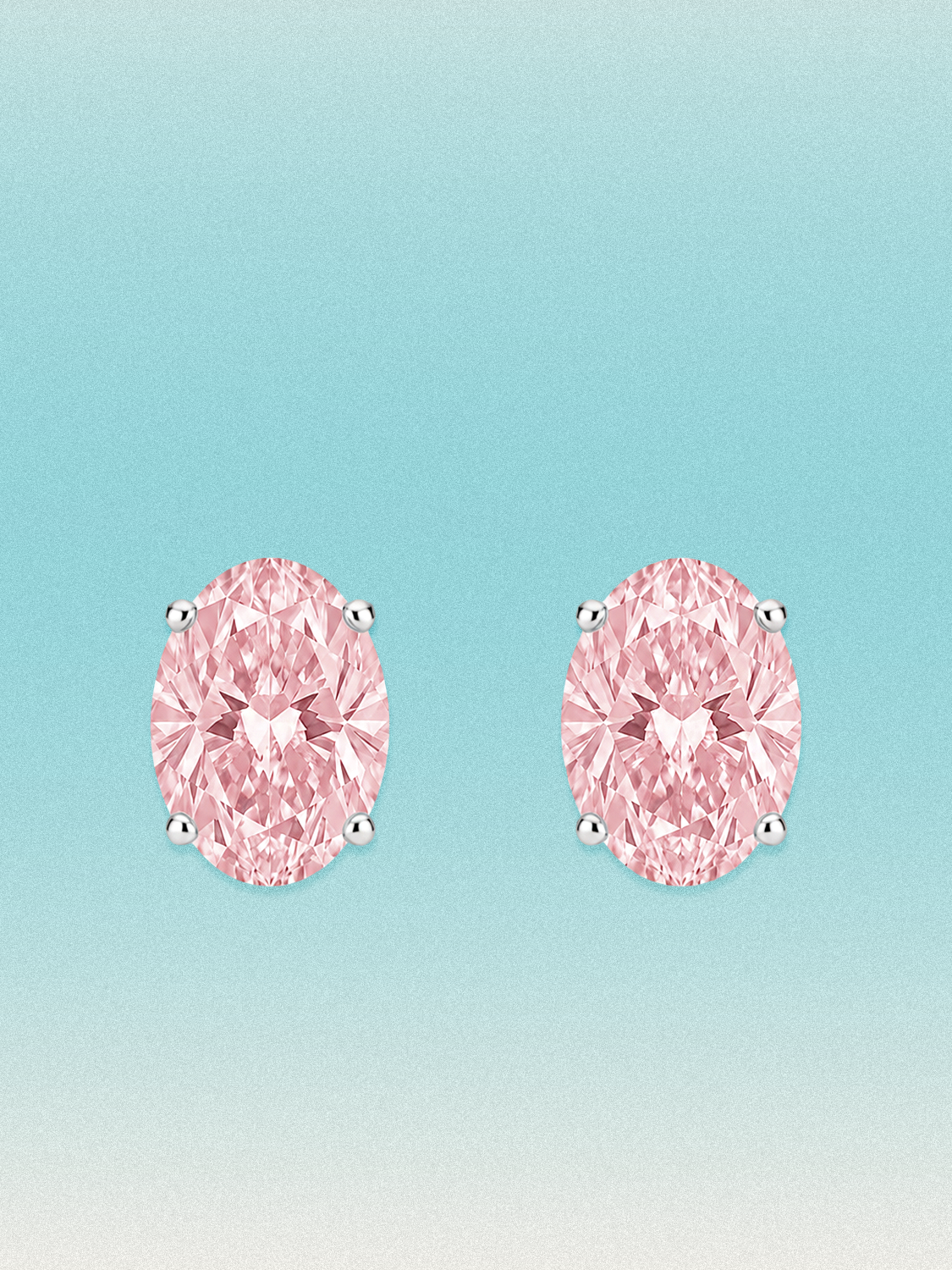 Fancy Pink Oval Cut Lab Grown Diamond Stud Earrings