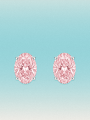 Fancy Pink Oval Cut Lab Grown Diamond Stud Earrings