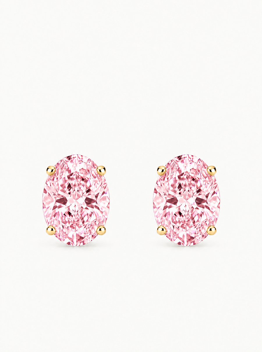 Fancy Pink Oval Cut Lab Grown Diamond Stud Earrings