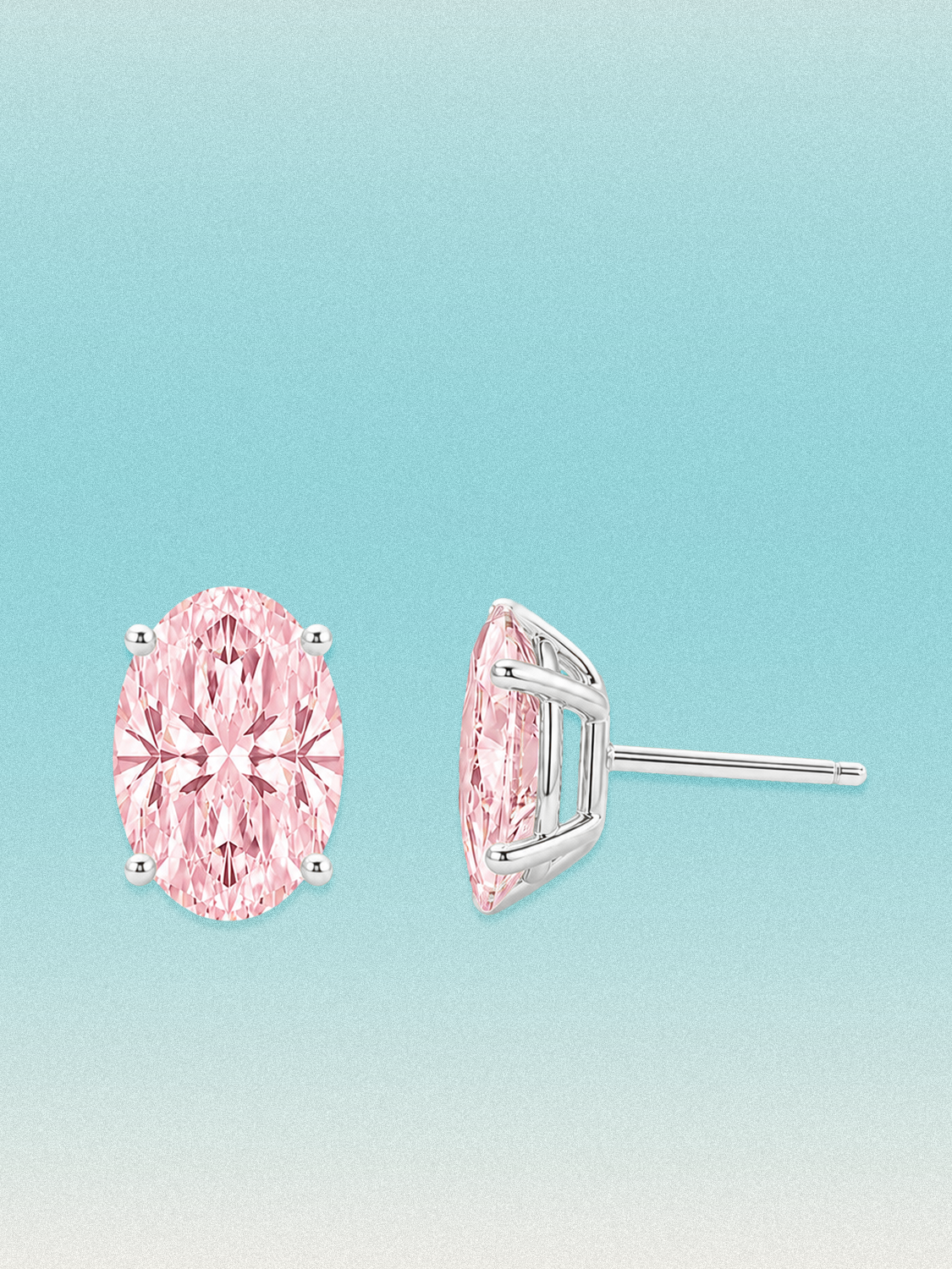 Fancy Pink Oval Cut Lab Grown Diamond Stud Earrings