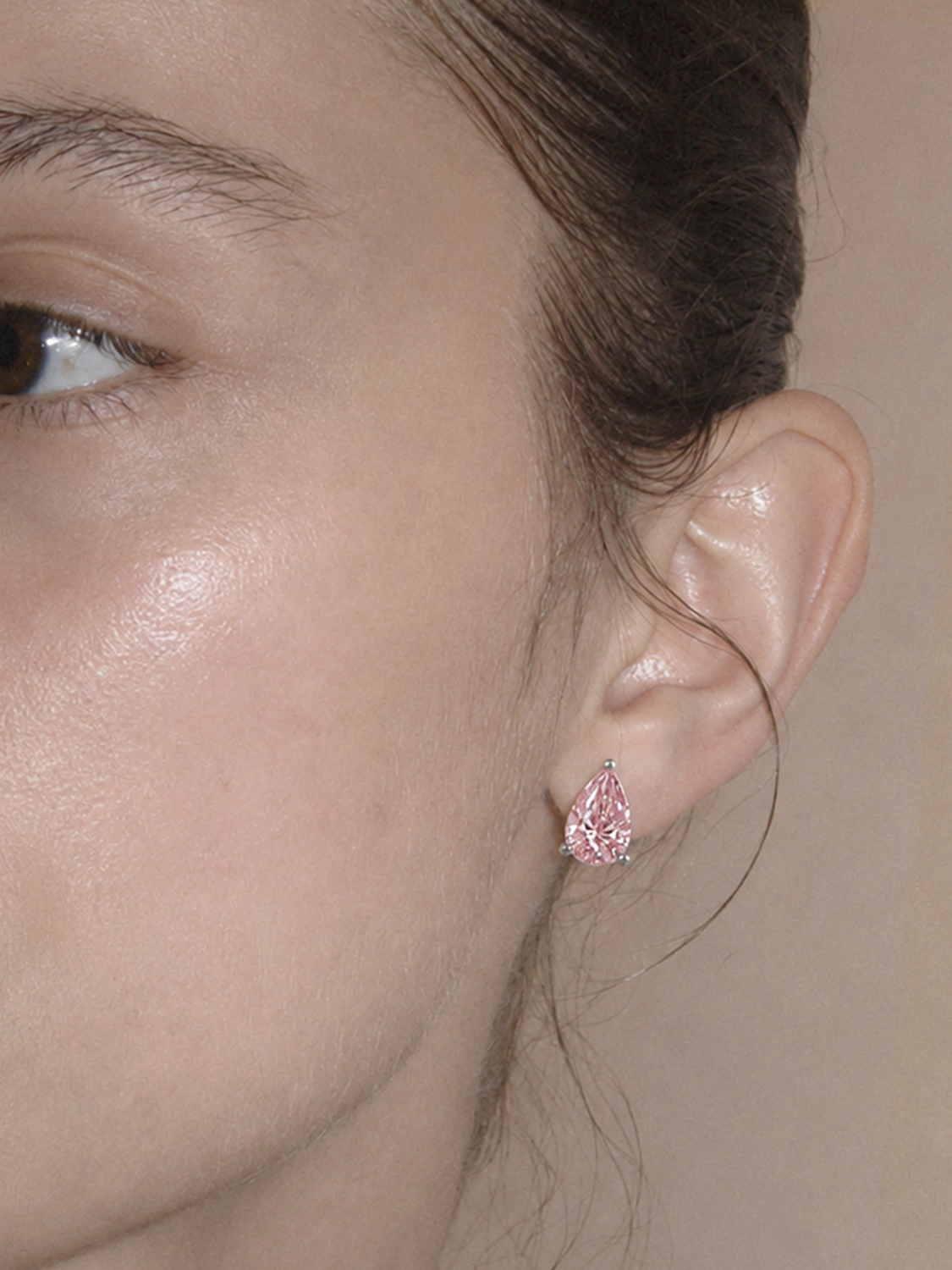 Fancy Pink Pear Cut Lab Grown Diamond Stud Earrings