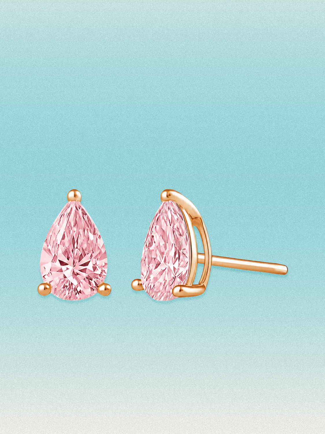 Fancy Pink Pear Cut Lab Grown Diamond Stud Earrings