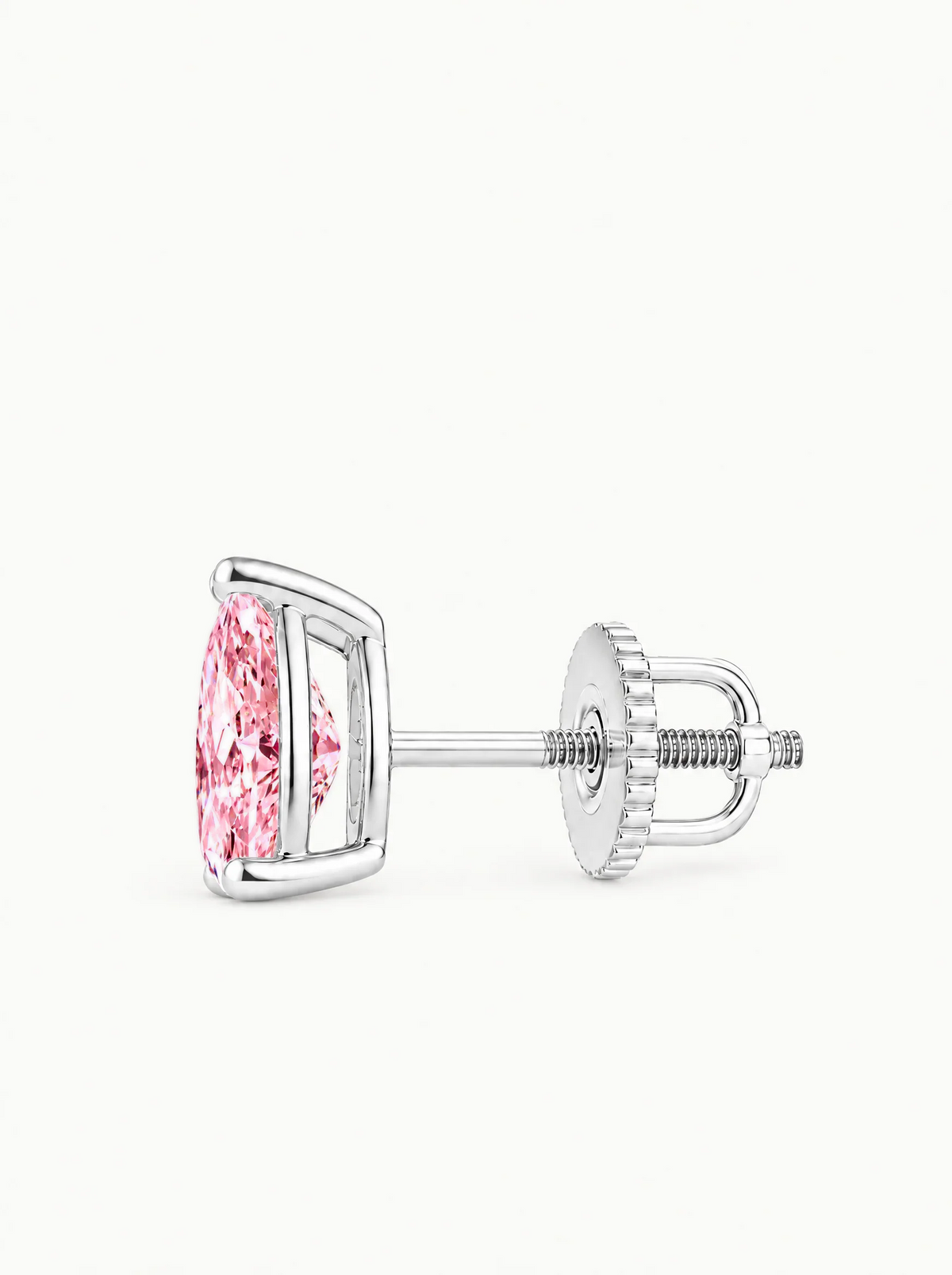 Fancy Pink Pear Cut Lab-Grown Diamond Stud Earrings, with screw back earring backs — Bow Tie Lab Diamonds