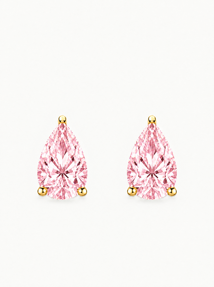 Fancy Pink Pear Cut Lab Grown Diamond Stud Earrings