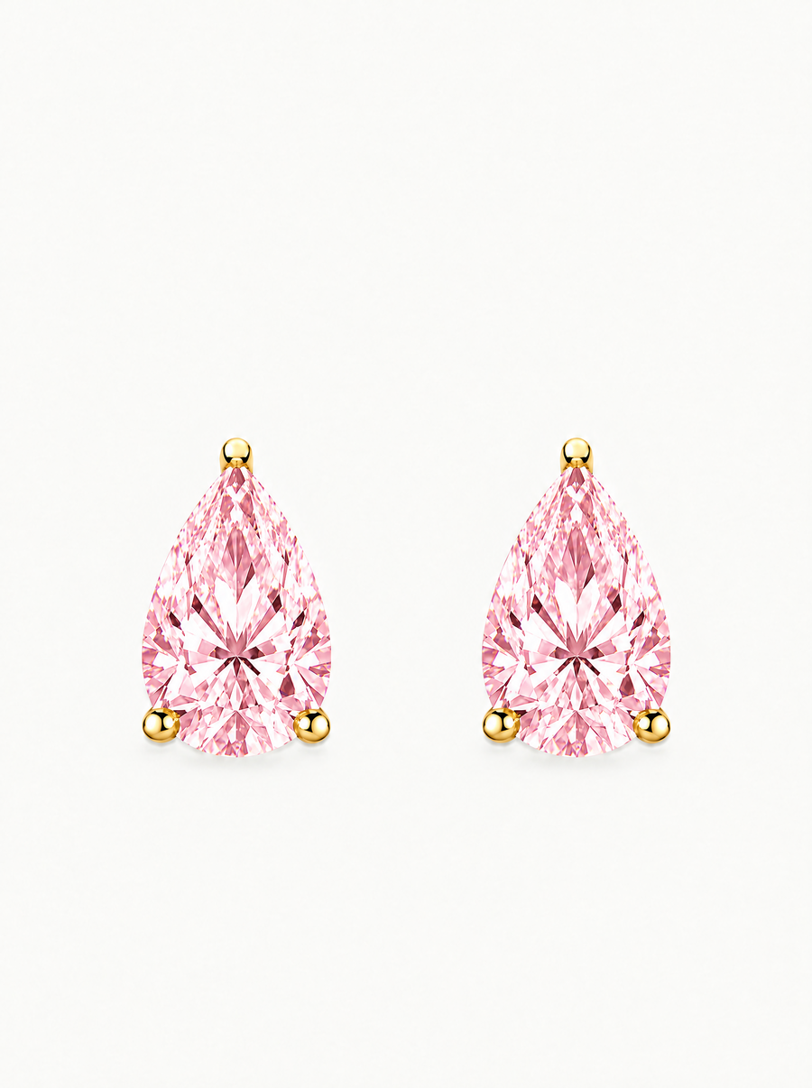 Fancy Pink Pear Cut Lab Grown Diamond Stud Earrings