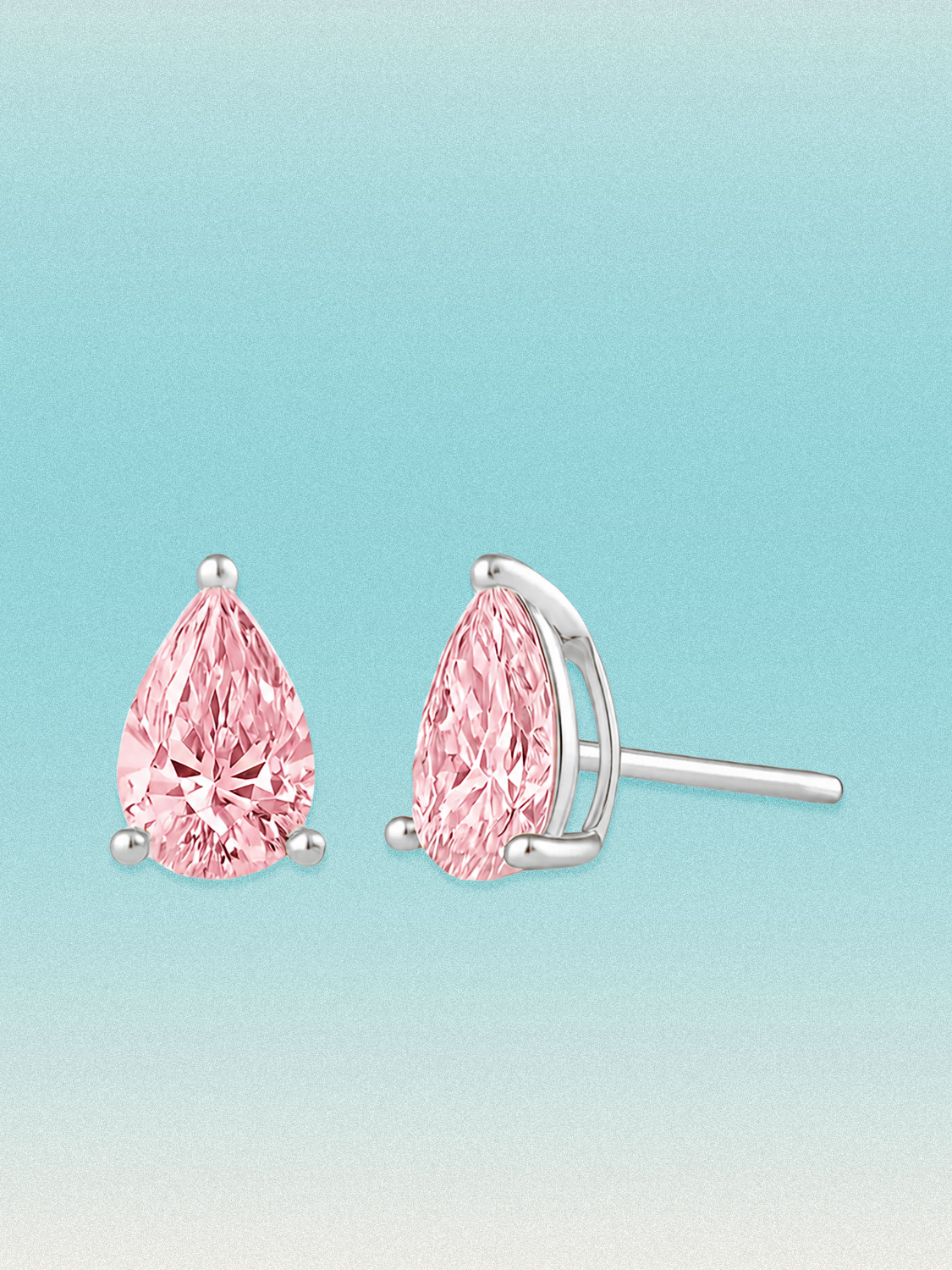 Fancy Pink Pear Cut Lab Grown Diamond Stud Earrings