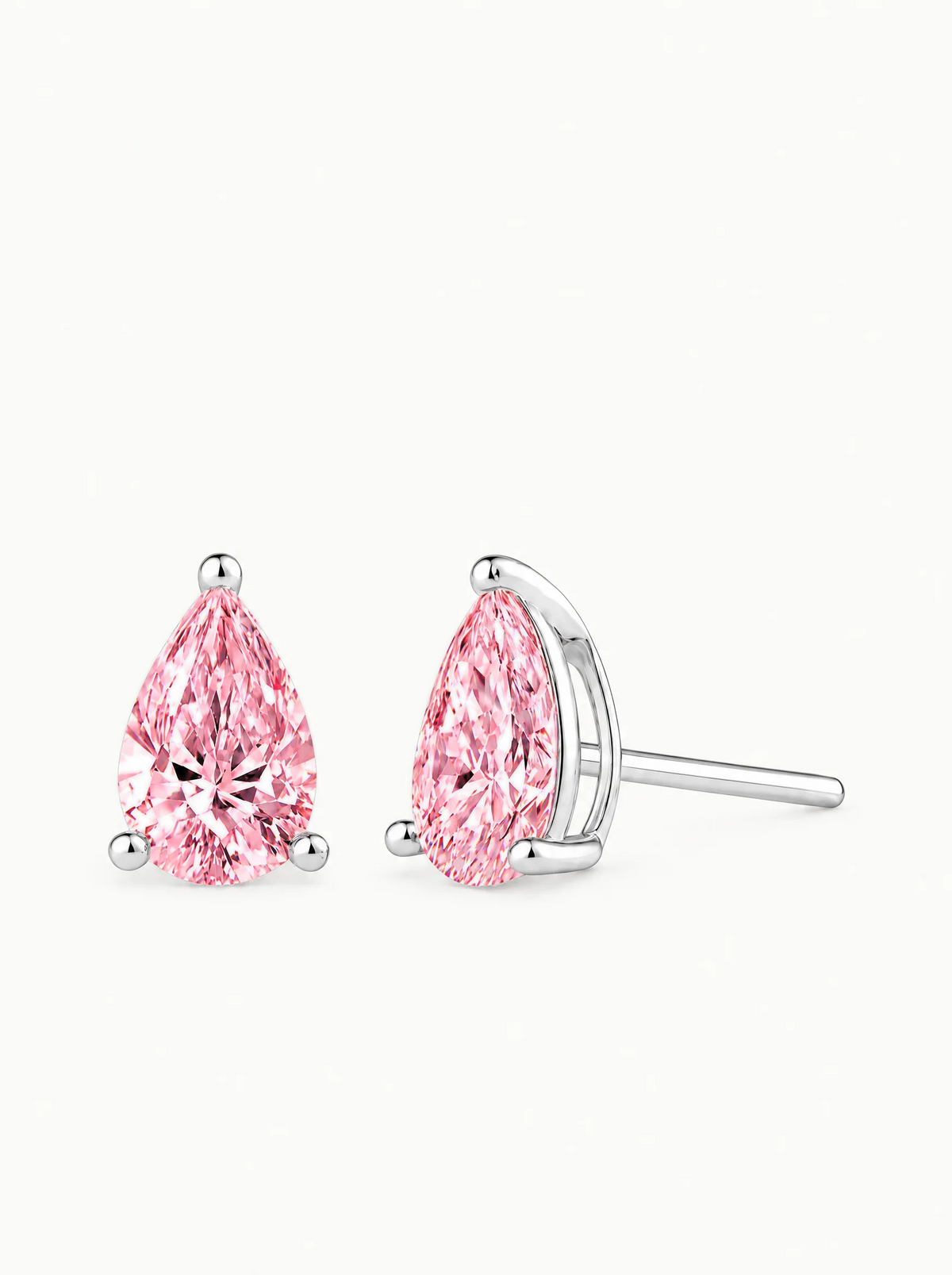 Fancy Pink Pear Cut Lab-Grown Diamond Stud Earrings in 14K white gold — Bow Tie Lab Diamonds