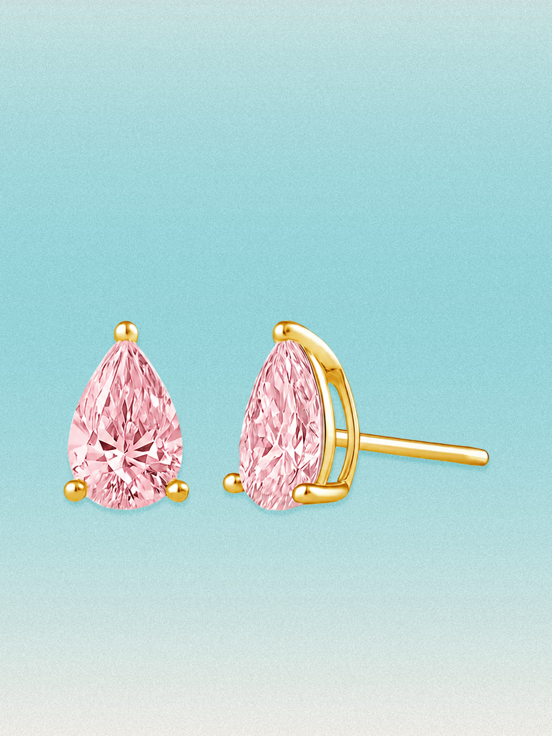 Fancy Pink Pear Cut Lab Grown Diamond Stud Earrings