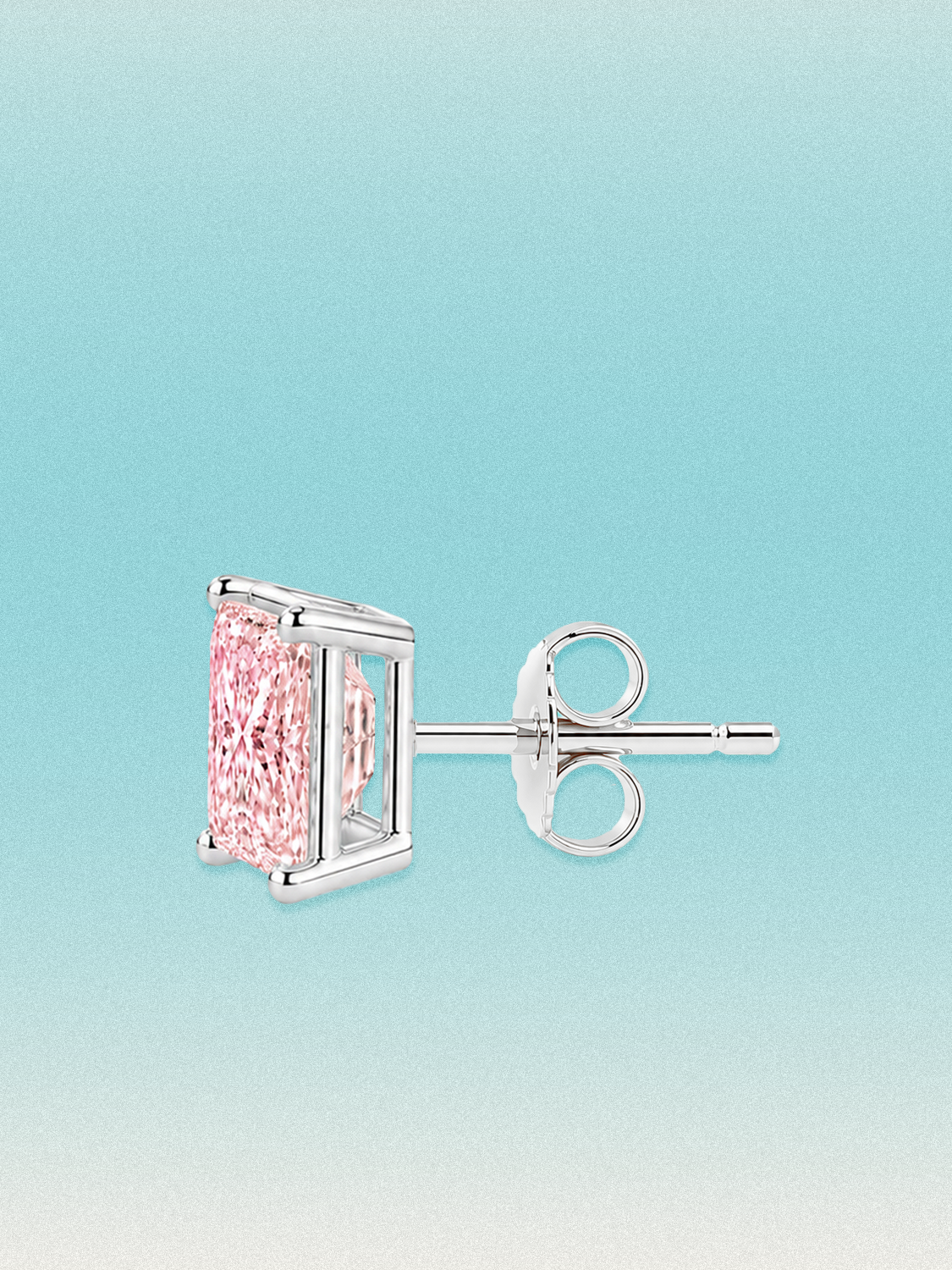 Fancy Pink Princess Cut Lab Grown Diamond Stud Earrings