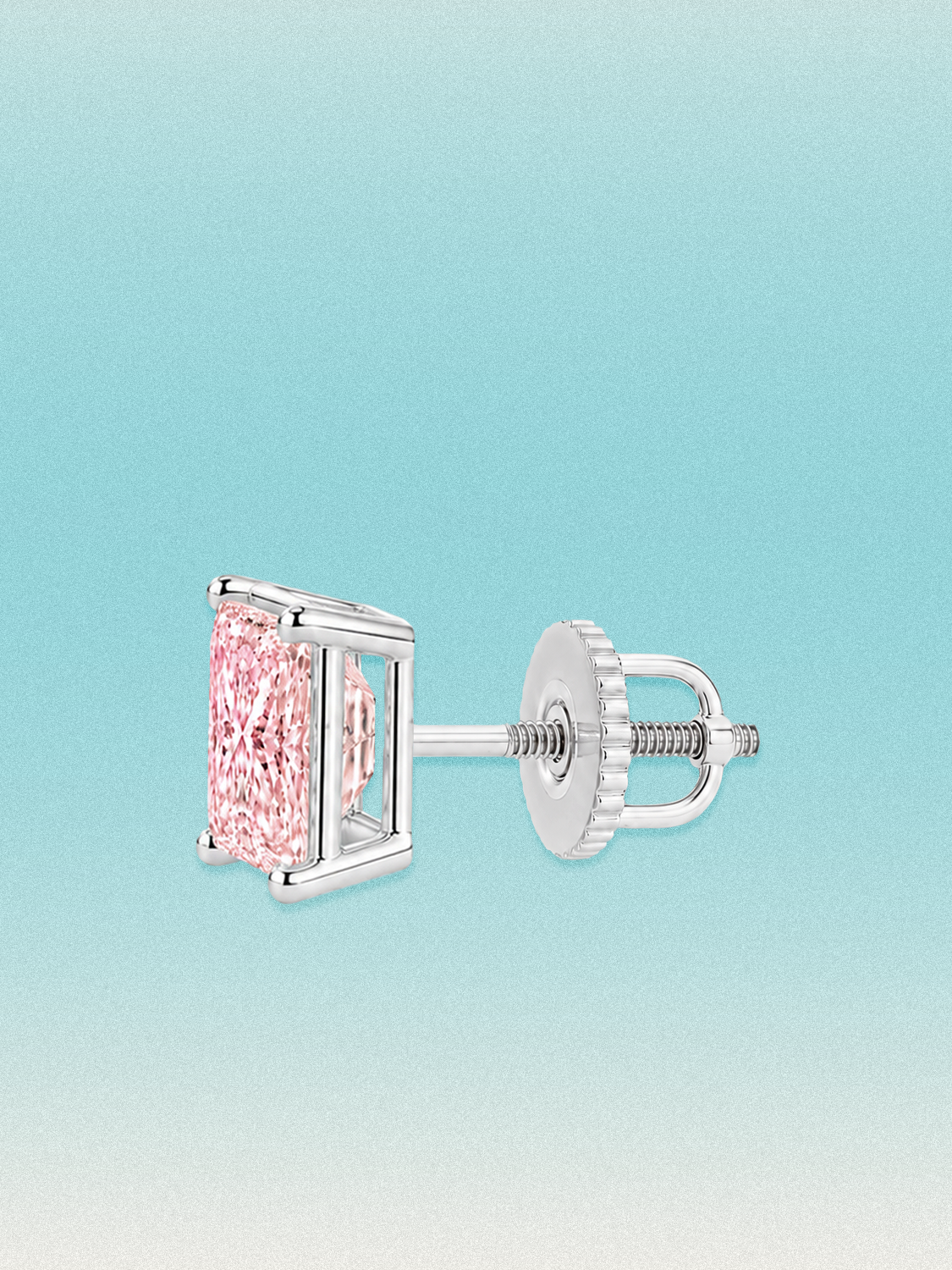Fancy Pink Princess Cut Lab Grown Diamond Stud Earrings