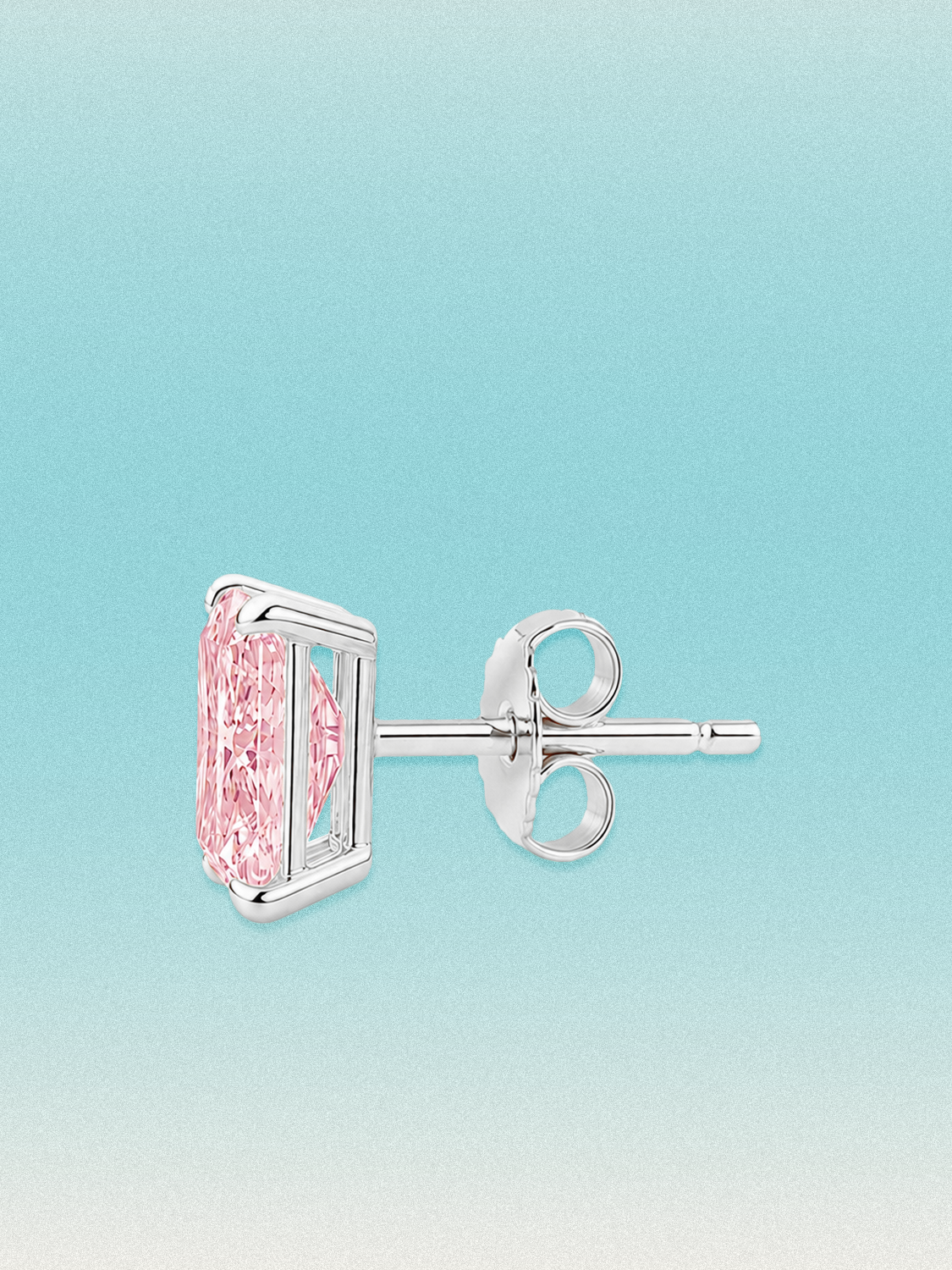 Fancy Pink Radiant Cut Lab Grown Diamond Stud Earrings