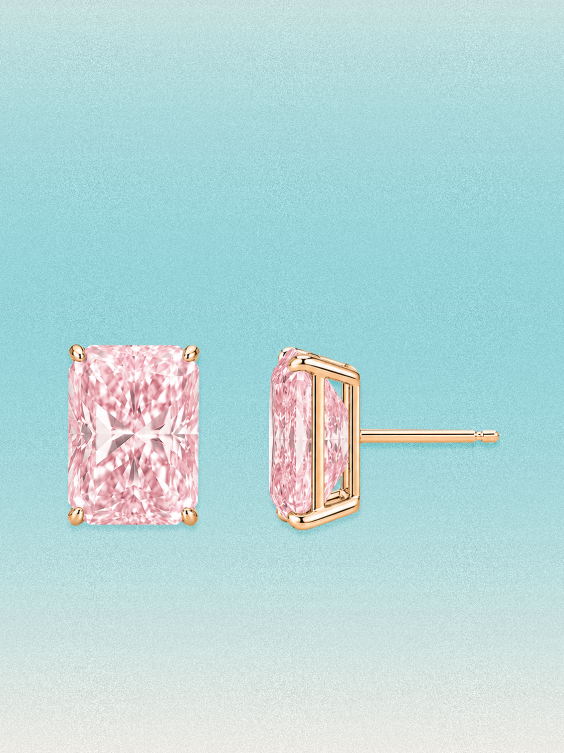 Fancy Pink Radiant Cut Lab Grown Diamond Stud Earrings