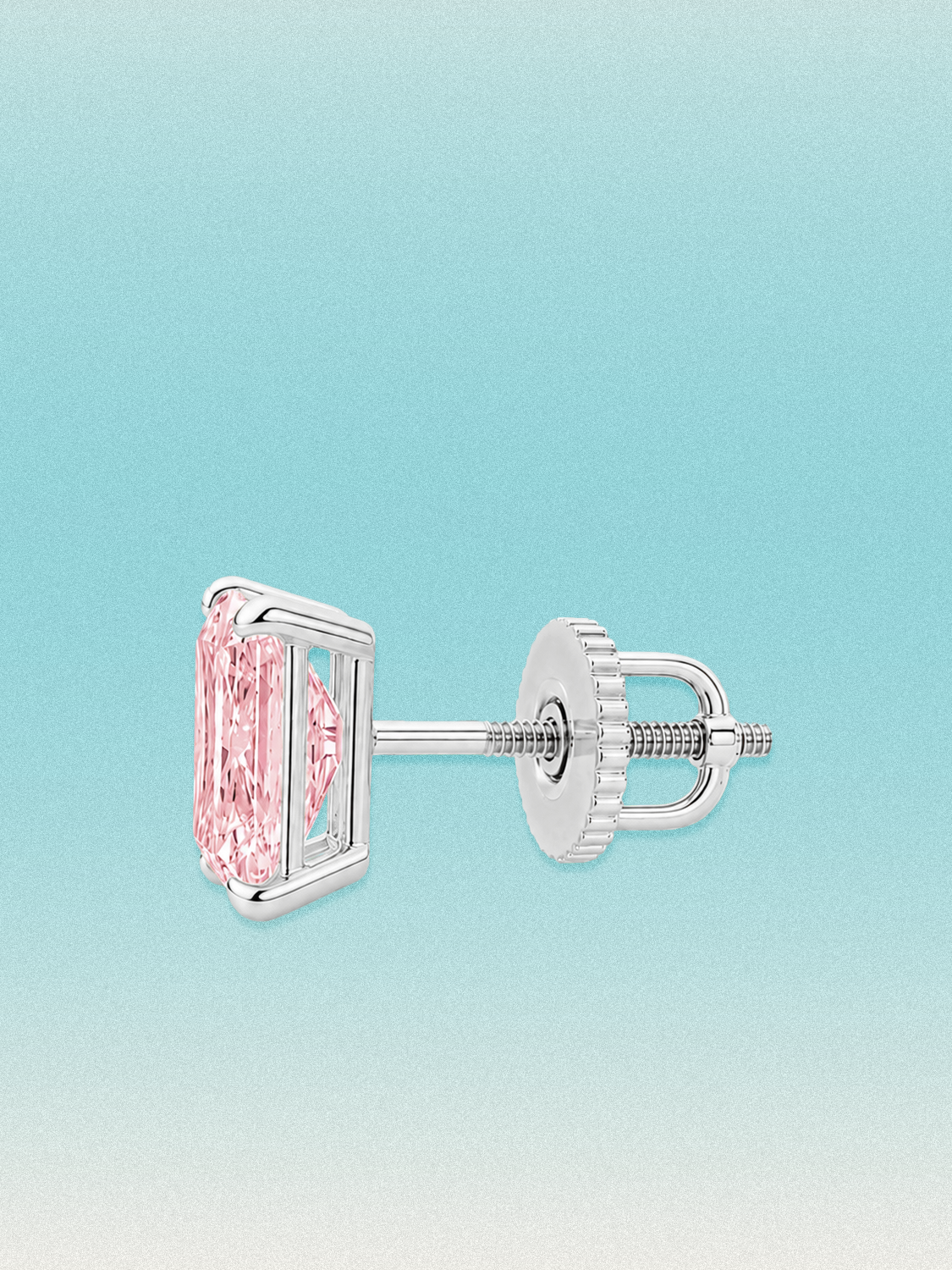 Fancy Pink Radiant Cut Lab Grown Diamond Stud Earrings