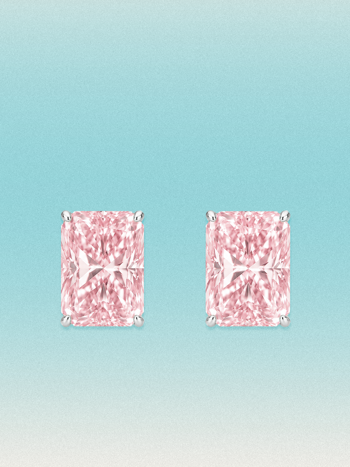 Fancy Pink Radiant Cut Lab Grown Diamond Stud Earrings