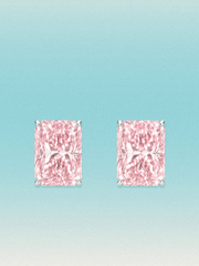 Fancy Pink Radiant Cut Lab Grown Diamond Stud Earrings
