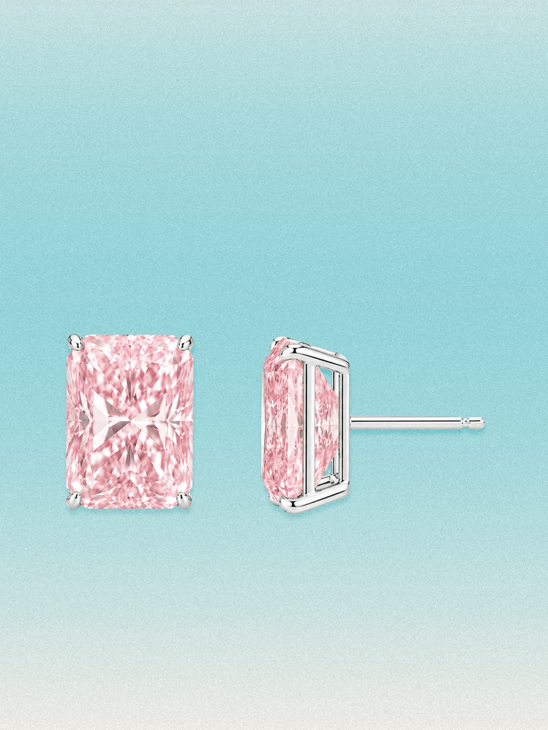 Fancy Pink Radiant Cut Lab Grown Diamond Stud Earrings