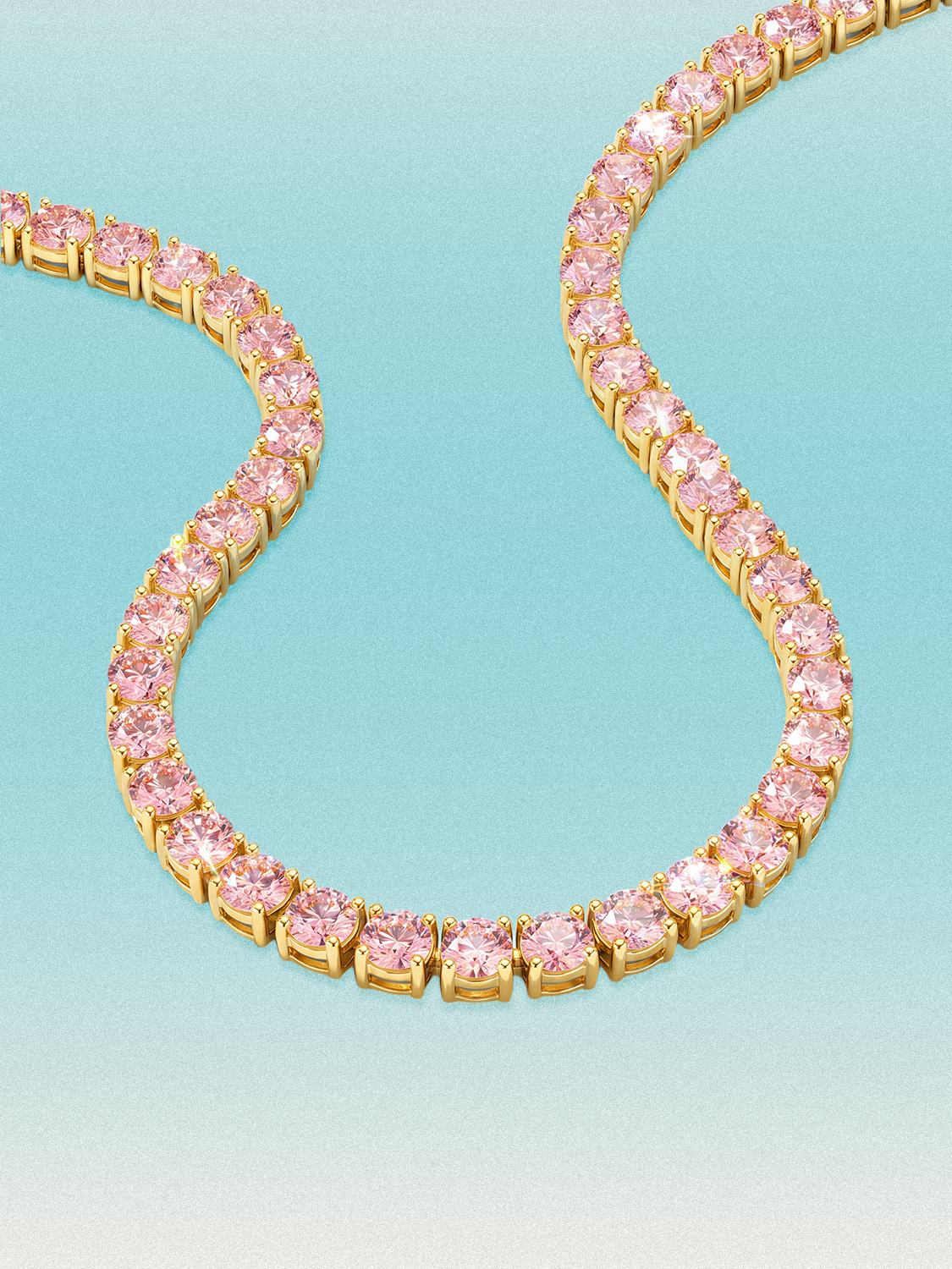Fancy Pink 6.35mm (75.00 ctw) Round 4-Prong Lab Grown Diamond Tennis Necklace