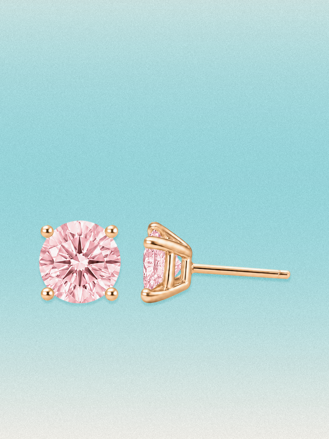 Fancy Pink Round Cut Lab Grown Diamond Stud Earrings