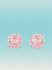 Fancy Pink Round Cut Lab Grown Diamond Stud Earrings