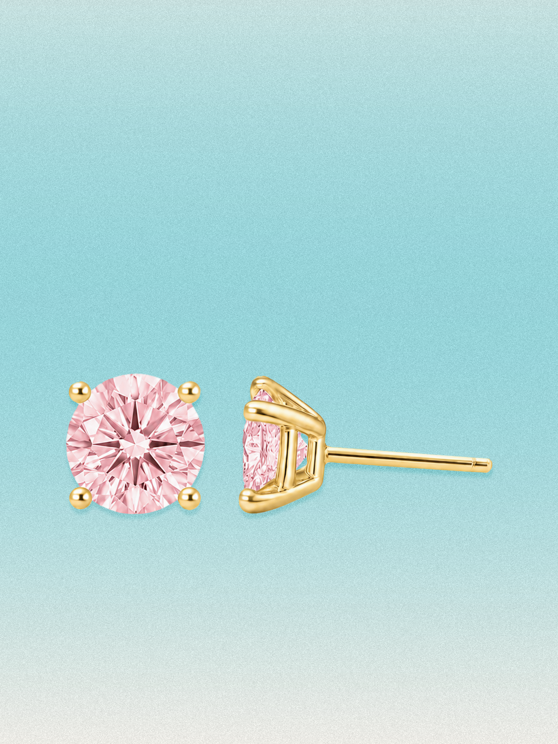 Fancy Pink Round Cut Lab Grown Diamond Stud Earrings