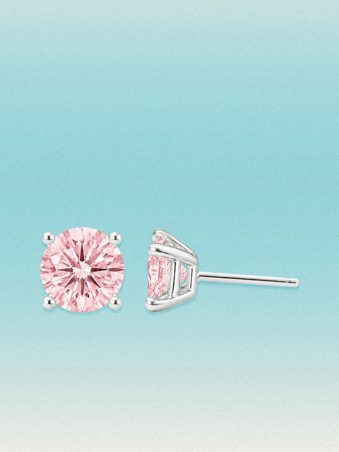 Fancy Pink Round Cut Lab Grown Diamond Stud Earrings