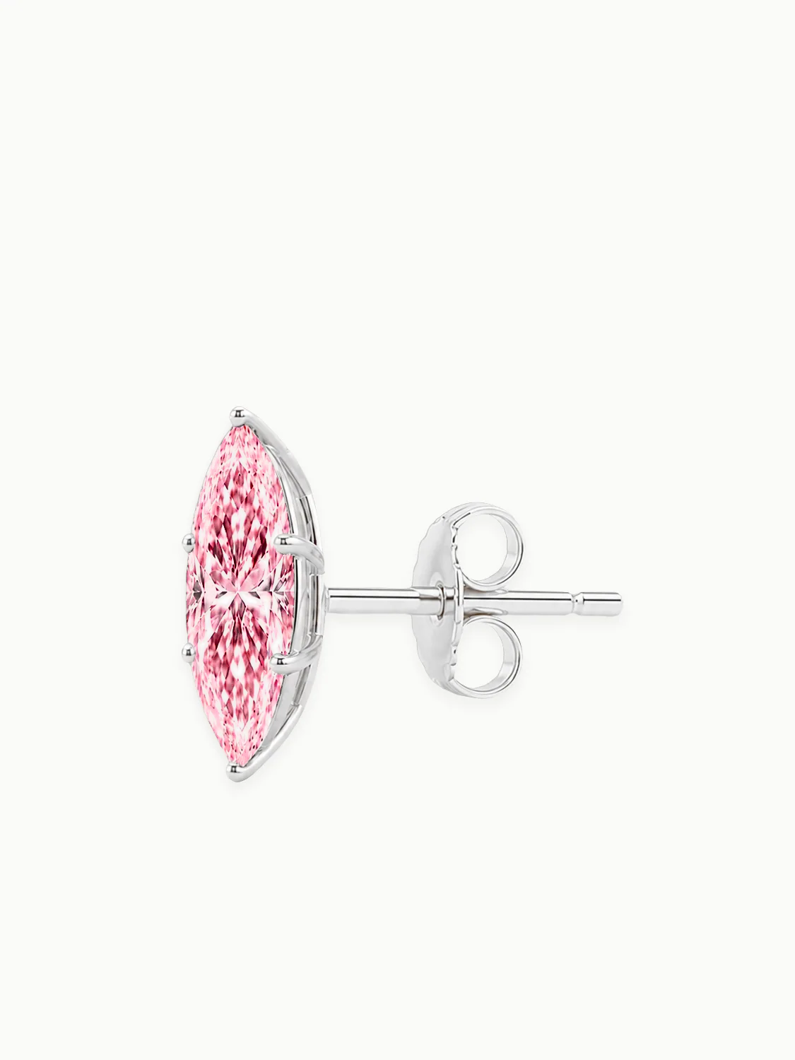 Fancy Pink Marquise Cut Lab-Grown Diamond Stud Earrings, with push back earring backs — Bow Tie Lab Diamonds
