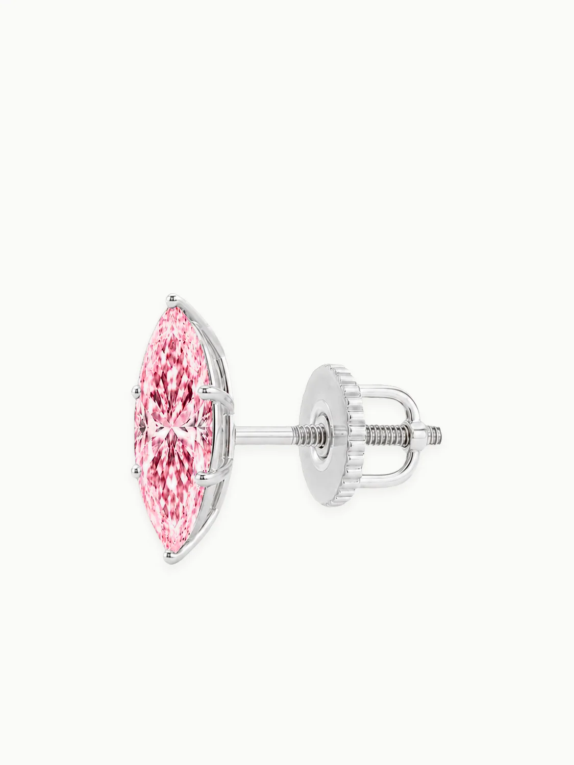 Fancy Pink Marquise Cut Lab-Grown Diamond Stud Earrings, with screw back earring backs — Bow Tie Lab Diamonds