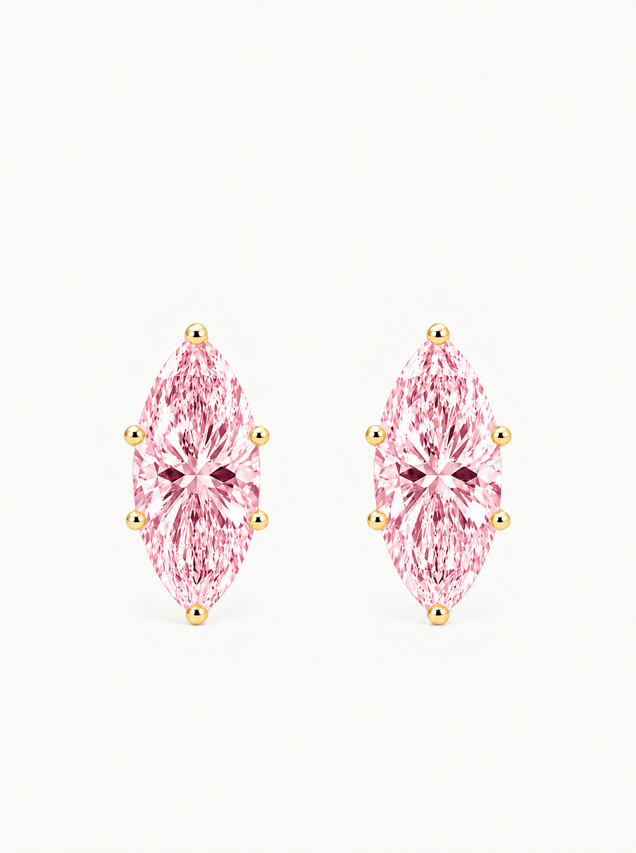 Fancy Pink Marquise Cut Lab Grown Diamond Stud Earrings