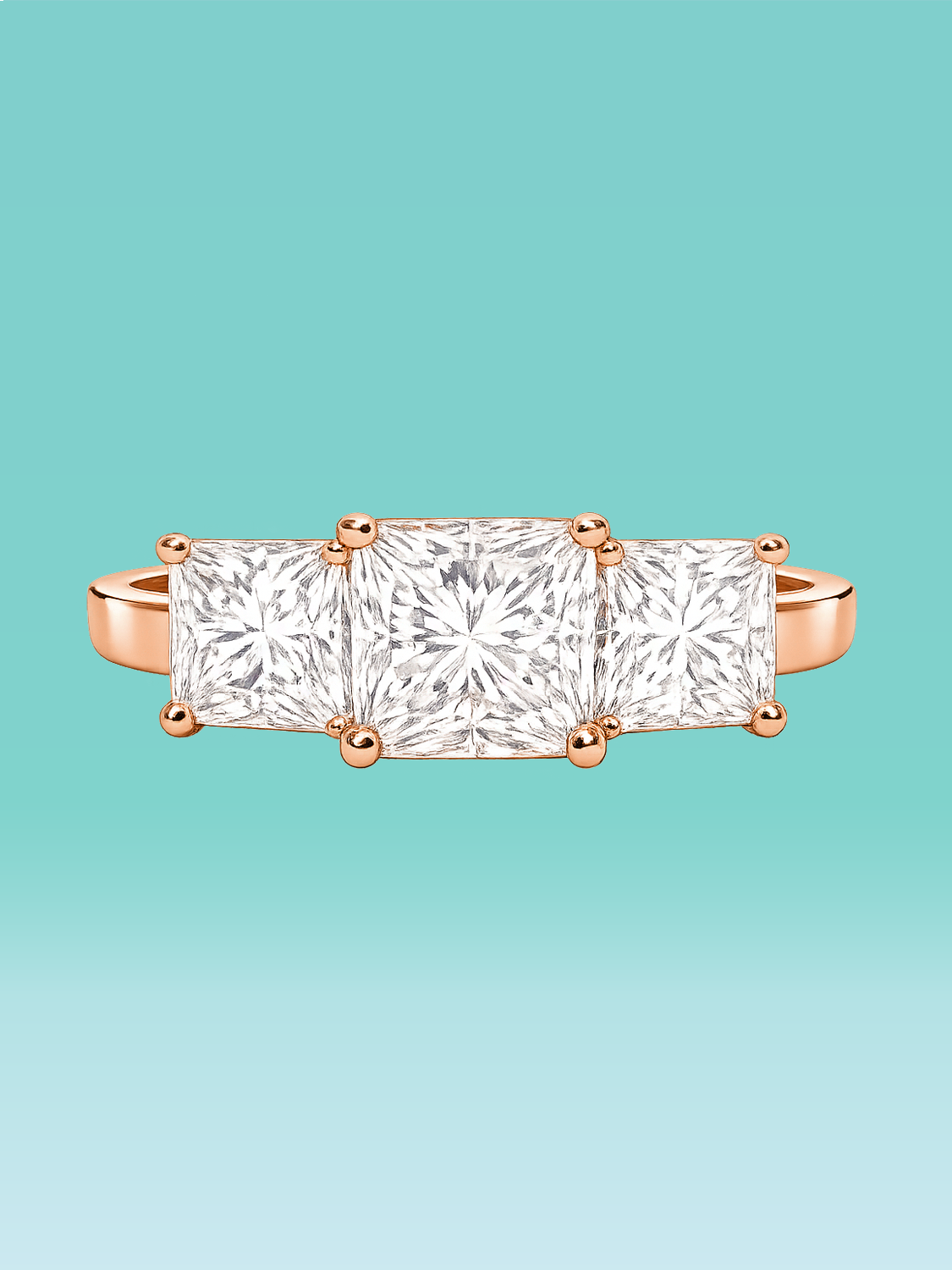 Princess Cut Bold Side Stone Lab Diamond Engagement Ring