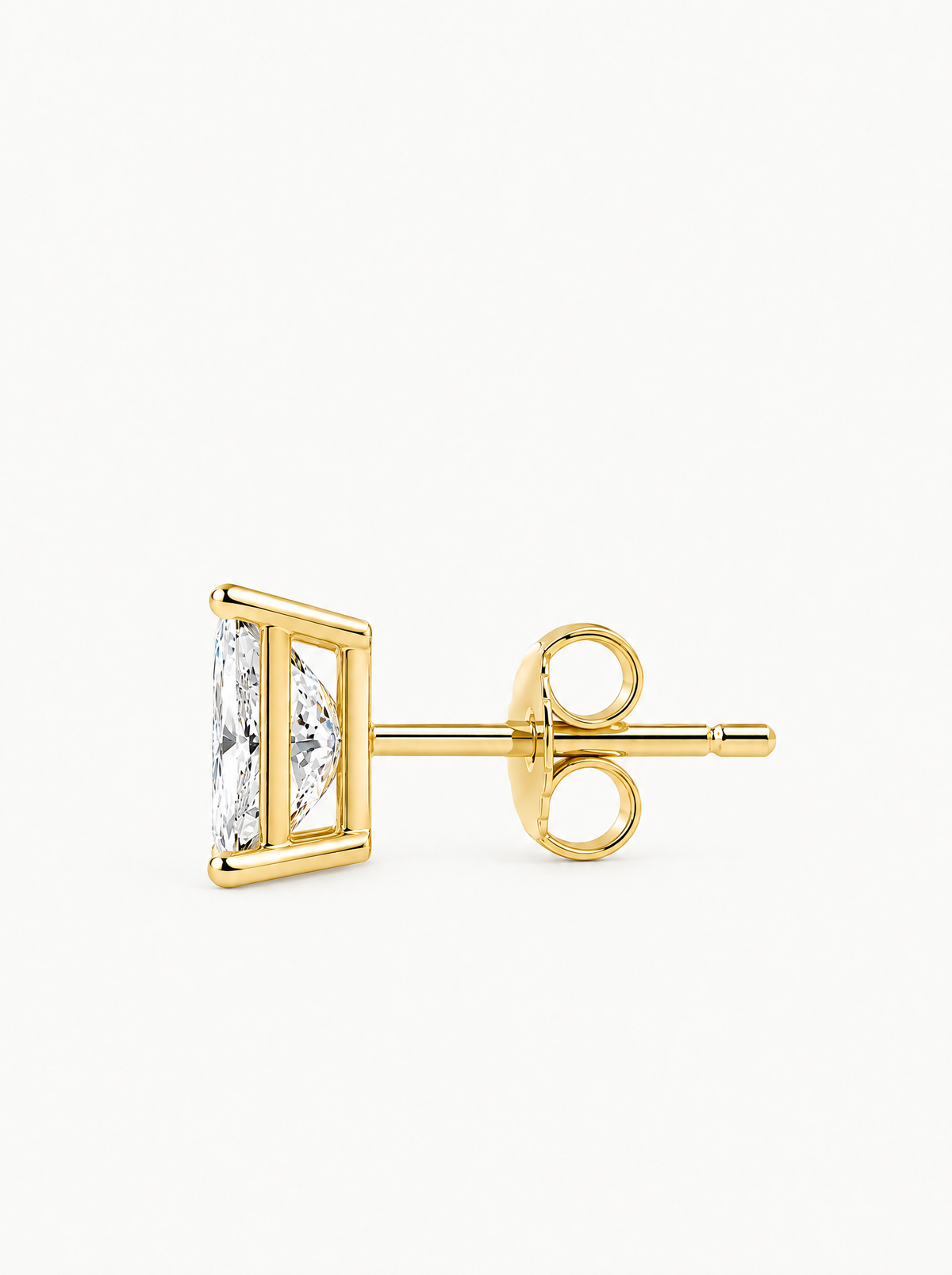 Princess Cut Lab-Grown Diamond Stud Earrings, with push back earring backs — Bow Tie Lab Diamonds